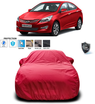 PAGORA Car Cover For Hyundai Fluidic Verna (With Mirror Pockets)(Maroon)