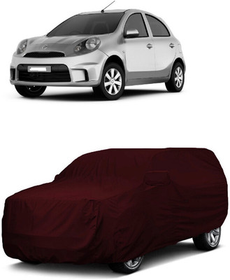 ANTOFY Car Cover For Nissan Micra Active (With Mirror Pockets)(Maroon)