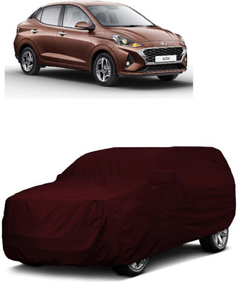 ANTOFY Car Cover For Hyundai Aura S AMT Diesel (With Mirror Pockets)(Maroon)