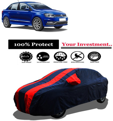 Amexride Car Cover For Volkswagen Ameo 1.0 MPI Highline Plus Petrol (With Mirror Pockets)(Red)