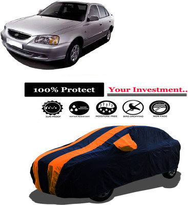 Amexride Car Cover For Hyundai Accent GLX (With Mirror Pockets)(Orange)
