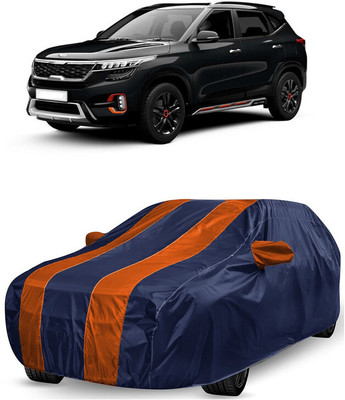 ANTOFY Car Cover For Kia Seltos HTX 1.5 (With Mirror Pockets)(Orange, Blue)