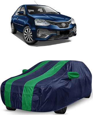 ANTOFY Car Cover For Toyota Platinum Etios 1.4 VXD Diesel (With Mirror Pockets)(Green, Blue)