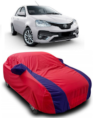 ANTOFY Car Cover For Toyota Etios V (With Mirror Pockets)(Red, Blue)
