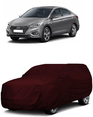 ANTOFY Car Cover For Hyundai Verna 1.6 CRDI AT SX Option (With Mirror Pockets)(Maroon)