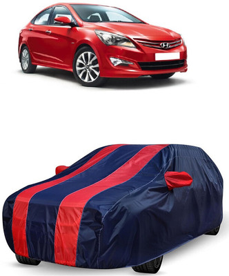 ANTOFY Car Cover For Hyundai Verna Fluidic DTHR (With Mirror Pockets)(Red, Blue)