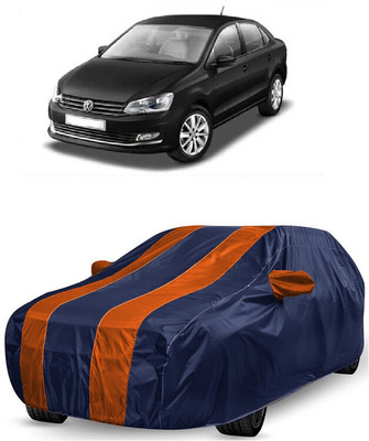 ANTOFY Car Cover For Volkswagen Vento 1.6L (With Mirror Pockets)(Orange, Blue)