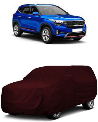 ANTOFY Car Cover For Kia Seltos HTX Plus 1.5 Diesel (With Mirror Pockets)(Maroon)