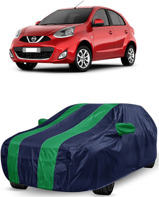 ANTOFY Car Cover For Nissan Micra XL CVT (With Mirror Pockets)(Green, Blue)