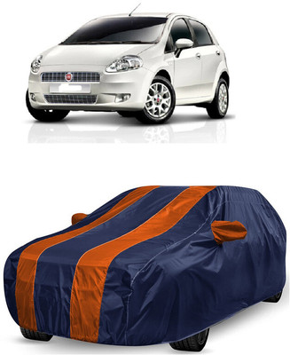 ANTOFY Car Cover For Fiat Punto Grande 1.3 (With Mirror Pockets)(Orange, Blue)