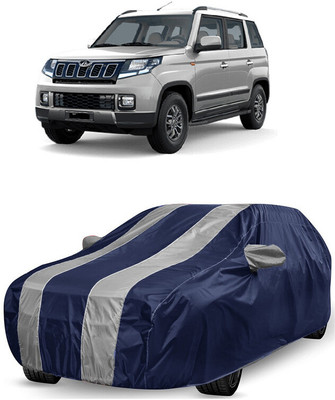 ANTOFY Car Cover For Mahindra TUV300 (With Mirror Pockets)(White, Blue)