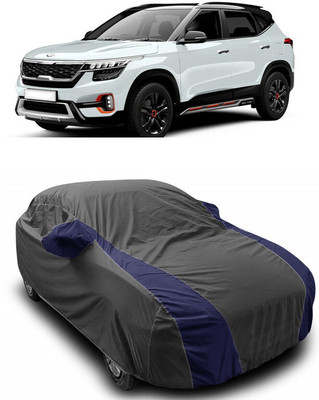 ANTOFY Car Cover For Kia Seltos HTX 1.5 Dual Tone (With Mirror Pockets)(Grey, Blue)