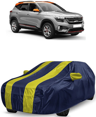 ANTOFY Car Cover For Kia Seltos GTK 1.4 Dual Tone (With Mirror Pockets)(Yellow, Blue)