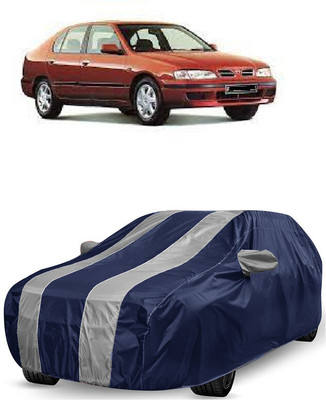 ANTOFY Car Cover For Nissan Primera 1.6 SX (With Mirror Pockets)(White, Blue)