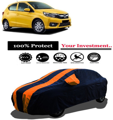 Amexride Car Cover For Honda Brio S MT (With Mirror Pockets)(Orange)