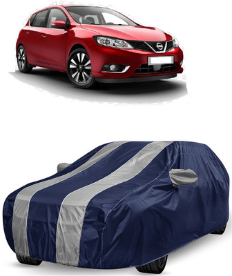 ANTOFY Car Cover For Nissan Pulsar (With Mirror Pockets)(White, Blue)