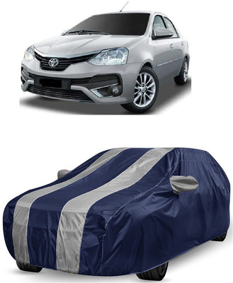 ANTOFY Car Cover For Toyota Platinum Etios 1.4 VXD (With Mirror Pockets)(White, Blue)