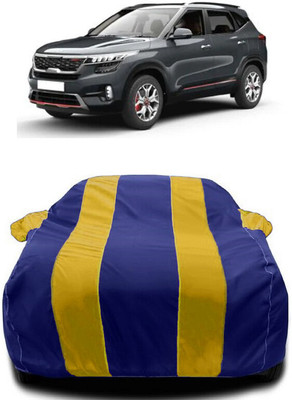 Autoprime Car Cover For Kia Seltos HTX Plus D Diesel (With Mirror Pockets)(Yellow, Blue)