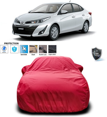 PAGORA Car Cover For Toyota Yaris (With Mirror Pockets)(Maroon)