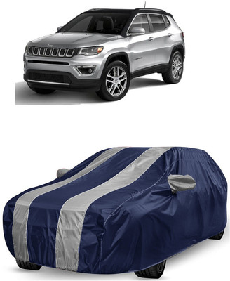 ANTOFY Car Cover For Jeep Compass 1.4 Sport (With Mirror Pockets)(White, Blue)