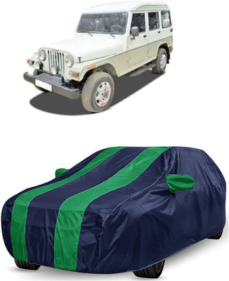 ANTOFY Car Cover For Mahindra Marshal (With Mirror Pockets)(Green, Blue)