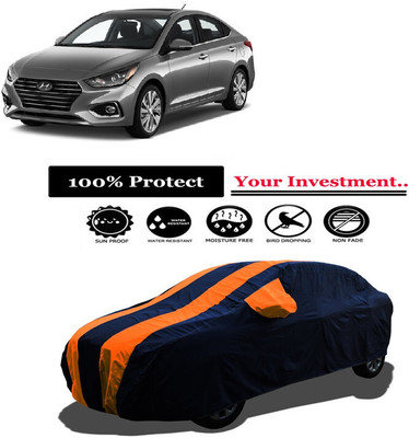 Amexride Car Cover For Hyundai Accent (With Mirror Pockets)(Orange)