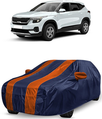 ANTOFY Car Cover For Kia Seltos HTE 1.5 (With Mirror Pockets)(Orange, Blue)