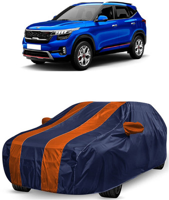 ANTOFY Car Cover For Kia Seltos GTK Petrol (With Mirror Pockets)(Orange, Blue)