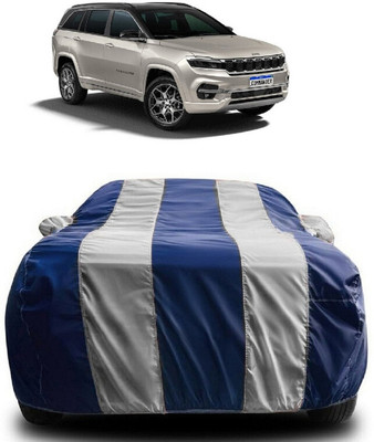 SUGASHRI Car Cover For Jeep Commander (With Mirror Pockets)(White, Blue)