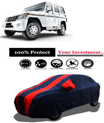Amexride Car Cover For Mahindra Bolero LX 4WD NON AC BS3 (With Mirror Pockets)(Red)