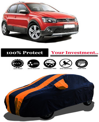 Amexride Car Cover For Volkswagen Polo Cross (With Mirror Pockets)(Orange)