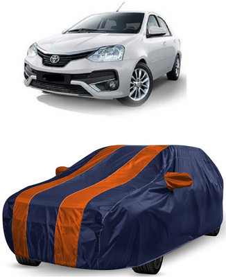 ANTOFY Car Cover For Toyota Platinum Etios 1.5 GX (With Mirror Pockets)(Orange, Blue)