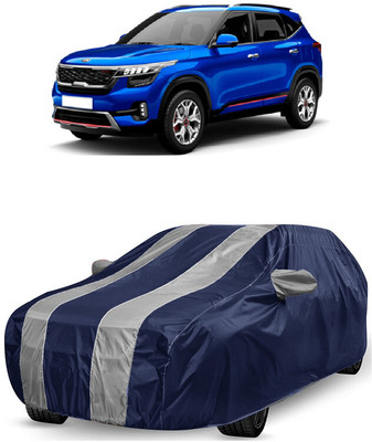 ANTOFY Car Cover For Kia Seltos GTK Petrol (With Mirror Pockets)(White, Blue)