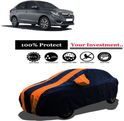 Amexride Car Cover For Honda Amaze S CVT i-VTEC (With Mirror Pockets)(Orange)