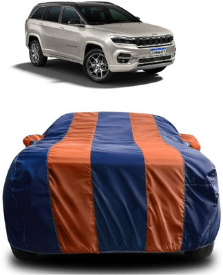 SUGASHRI Car Cover For Jeep Commander (With Mirror Pockets)(Orange, Blue)