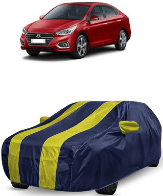 ANTOFY Car Cover For Hyundai Verna CRDi 1.6 AT SX Plus Diesel (With Mirror Pockets)(Yellow, Blue)