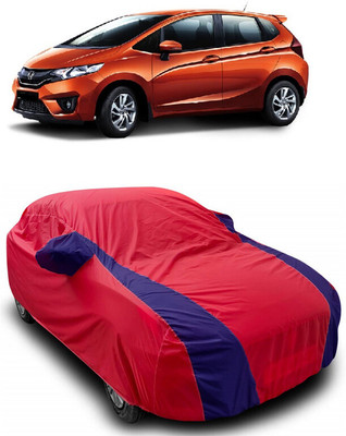 ANTOFY Car Cover For Honda Jazz (With Mirror Pockets)(Red, Blue)