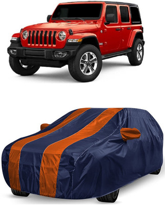 ANTOFY Car Cover For Jeep Wrangler 2.0 4x4 Petrol (With Mirror Pockets)(Orange, Blue)