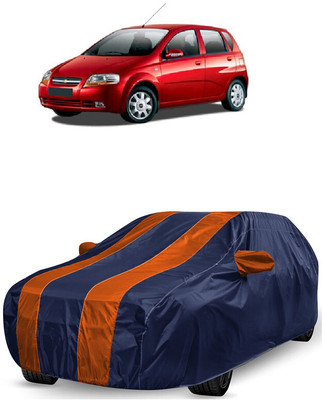 ANTOFY Car Cover For Chevrolet Aveo Uva (With Mirror Pockets)(Orange, Blue)