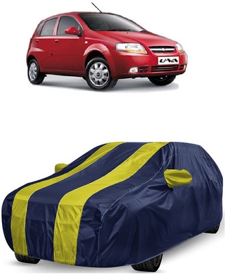 ANTOFY Car Cover For Chevrolet Aveo Uva (With Mirror Pockets)(Yellow, Blue)