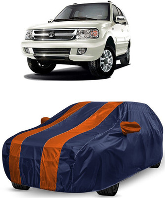 ANTOFY Car Cover For Tata Safari VTT LX (With Mirror Pockets)(Orange, Blue)