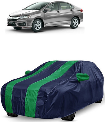 ANTOFY Car Cover For Honda City i DTec VX (With Mirror Pockets)(Green, Blue)