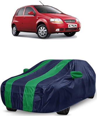 ANTOFY Car Cover For Chevrolet Aveo Uva (With Mirror Pockets)(Green, Blue)