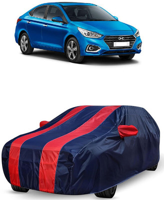 ANTOFY Car Cover For Hyundai Verna CRDi 1.6 E (With Mirror Pockets)(Red, Blue)
