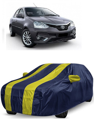 ANTOFY Car Cover For Toyota Platinum Etios 1.5 V (With Mirror Pockets)(Yellow, Blue)