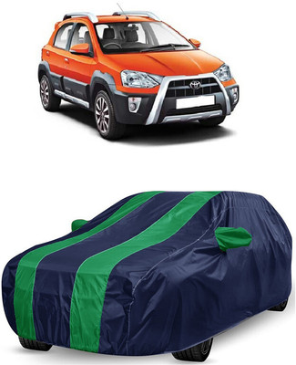 ANTOFY Car Cover For Toyota Etios Cross (With Mirror Pockets)(Green, Blue)