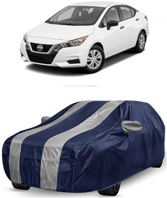 ANTOFY Car Cover For Nissan Sunny (With Mirror Pockets)(White, Blue)
