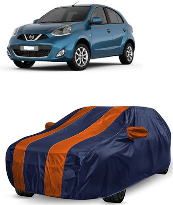 ANTOFY Car Cover For Nissan Micra XL Option D Diesel (With Mirror Pockets)(Orange, Blue)