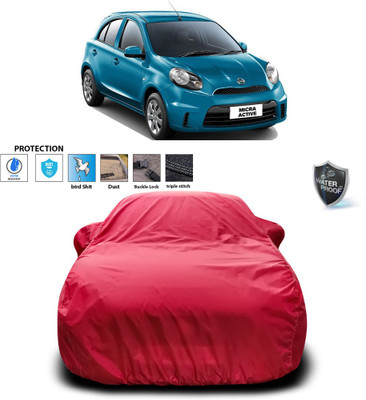 CODOKI Car Cover For Nissan Micra Active (With Mirror Pockets)(Maroon)