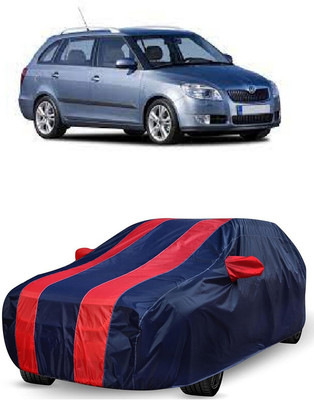 ANTOFY Car Cover For Skoda Fabia 1.9 TDI (With Mirror Pockets)(Red, Blue)